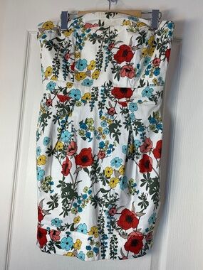 American Rag Floral Strapless Summer Dress Bright Colorful Bustier Style Size M